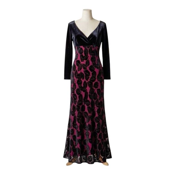 Mica Dresses & Skirts - Vintage Mica Velvet Burnout Maxi Dress Gown Womens 8 Whimsigoth Victorian Vampy